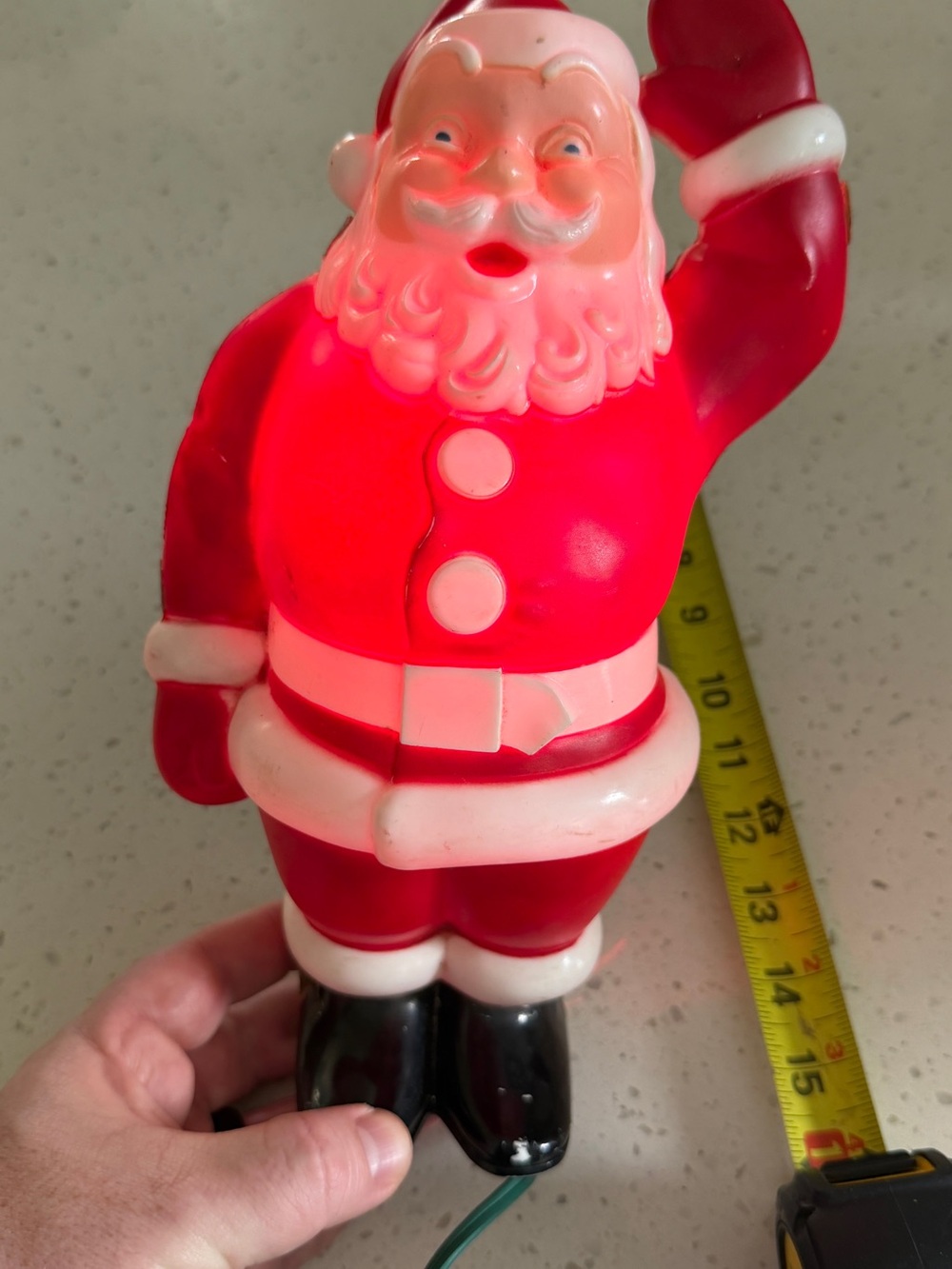 Vintage Half-Body Waving Santa Blowmold Light Up